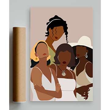 Teevoke Black Girl Boho Poster, 16x24 Inch, African American Women Painting For Walls Poster, Africa...