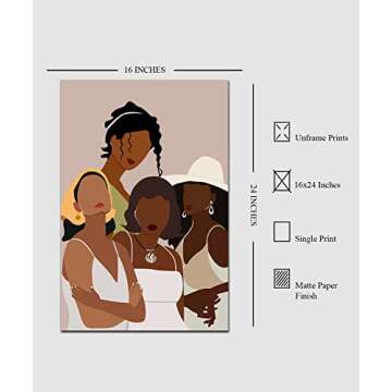 Teevoke Black Girl Boho Poster, 16x24 Inch, African American Women Painting For Walls Poster, African Art Decor, Black People Women, Black Art Paintings For Wall, Female, Feminist, Unframed