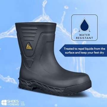 Shoes for Crews Bullfrog Composite Toe, Men's, Women's, Unisex, Non-Slip Work Boots, Water Resistant, Black, Men's 9 / Women's 11