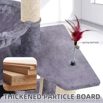 TINWEIUS 42.5'' Cat Tree for Indor Cats, Multifunctional Cat Tower with Cozy Condo, Perches, Scratching Posts and Hammock, Grey…