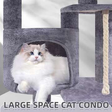 TINWEIUS 42.5'' Cat Tree for Indor Cats, Multifunctional Cat Tower with Cozy Condo, Perches, Scratching Posts and Hammock, Grey…