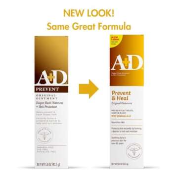 A+D Original Diaper Rash Ointment Prevents & Treats Diaper Rash, Moisturizing Skin Protectant with Vitamins A & D, Healing Skin Ointment for Dry and Cracked Skin 4oz