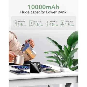 Portable T-CORE Mini Power Bank - 10000mAh Fast Charger