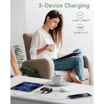 T-CORE Mini Portable Charger,Small 10000mAh Power Bank for Travel,USB c in/Out Fast Charging 3-in/Out Compact Battery Pack Compatible with ipone Samsung Galaxy and More