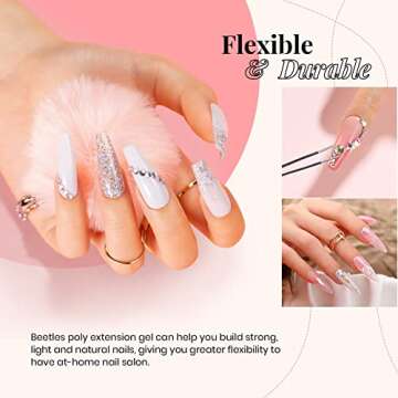 Beetles Poly Extension Gel Nail Kit, 30g Nail Extension Gel with 48W Nail Lamp Slip Solution Nail Strengthener Rhinestone Glitter Nail Manicure Beginner Starter Kit Mother's Day Gift for Women