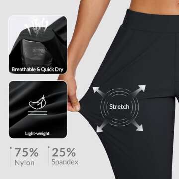 BALEAF Womens Golf Pants Stretch with Zipper Pockets Petite Ankle Travel Dress Work Business Casual ...