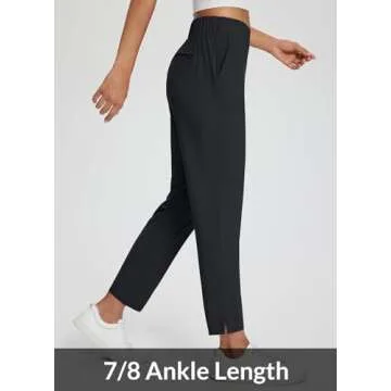 BALEAF Womens Golf Pants Stretch with Zipper Pockets Petite Ankle Travel Dress Work Business Casual Slacks Black S