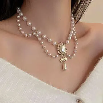 Elegant Vintage Pearl Choker Necklace for Women