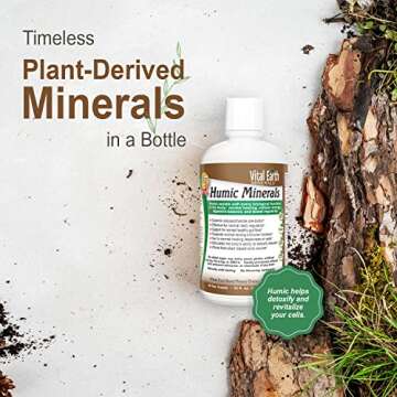 Vital Earth Minerals Humic Minerals – Fulvic Acid Supplement with 70+ Trace Minerals, Electrolytes for Recovery & Balance, 32 Oz + 1 Oz Cup