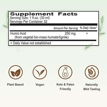 Vital Earth Minerals Humic Minerals – Fulvic Acid Supplement with 70+ Trace Minerals, Electrolytes for Recovery & Balance, 32 Oz + 1 Oz Cup