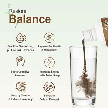 Vital Earth Minerals Humic Minerals – Fulvic Acid Supplement with 70+ Trace Minerals, Electrolytes for Recovery & Balance, 32 Oz + 1 Oz Cup