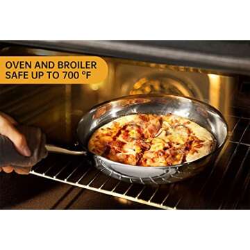 EOE Stainless Steel Wok Pan, 5-Ply Bonded Honeycomb Woks, Woks and Stir Fry Pans, Chef Cooking Pan - Dishwasher & Oven Safe Frying Pans Cookware for Gas/Electric/Induction Cooktops 12 inch