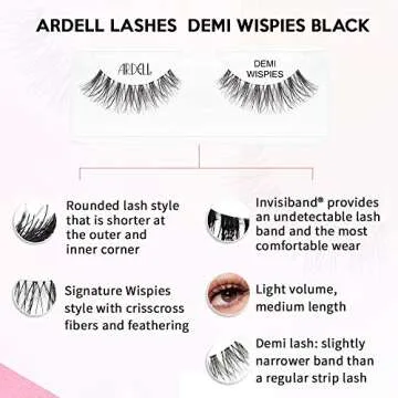 Ardell False Eyelashes Demi Wispies - Black, Natural Look Lashes, Lightweight, Full Volume, Eyelash Extensions for Everyday Wear, 4 Pairs