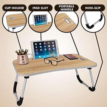 MAVOCRAFT Foldable Lap Desk - Portable and Lightweight Comfort for Work & Leisure