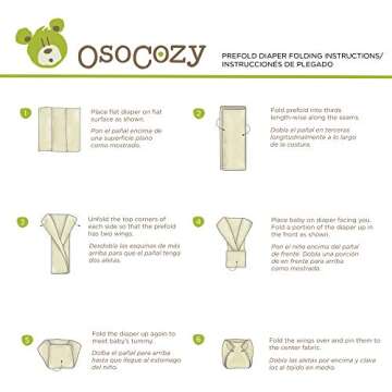 OsoCozy Prefolds Unbleached Cloth Baby Diapers, Size 1 (7-15 lbs), 6 Pack, Soft, Absorbent and Durable 100% Natural Cotton