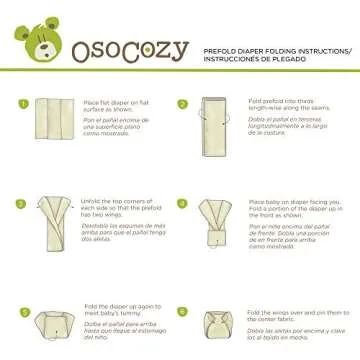 OsoCozy Prefolds Unbleached Cloth Baby Diapers, Size 1 (7-15 lbs), 6 Pack, Soft, Absorbent and Durable 100% Natural Cotton