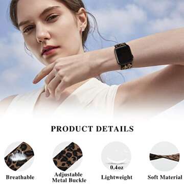 Stretchy Nylon Watch Band Compatible with Apple Watch 38mm 40mm 41mm 42mm 44mm 45mm,Adjustable Sport...