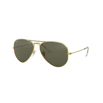 Ray-Ban RB3025 Classic Aviator Sunglasses, Gold/Green Polarized, 62 mm
