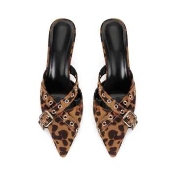Dsevht Stylish Leopard Print Kitten Heels for Women