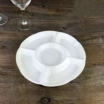 Hemoton 9 Inch 5 Compartment Round Plastic Serving Tray - Ideal for Parties