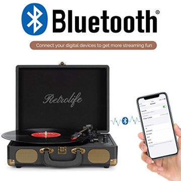 Bluetooth Vinyl Record Player with Speakers