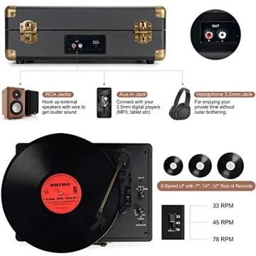 Bluetooth Vinyl Record Player with Speakers