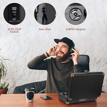 Bluetooth Vinyl Record Player with Speakers