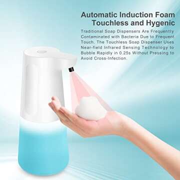 Wisekoti New Generation of Automatic Foaming Soap Dispenser, Electric and Rechargeable, Touchless Fo...