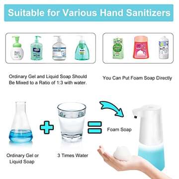 Wisekoti New Generation of Automatic Foaming Soap Dispenser, Electric and Rechargeable, Touchless Foam Soap Dispenser for Kitchen Sink & Bathroom Countertop, Dish Soap Dispenser, Hand Soap Dispenser