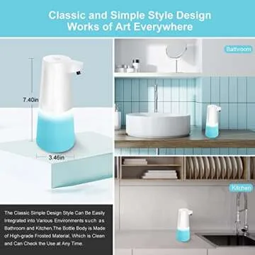 Wisekoti New Generation of Automatic Foaming Soap Dispenser, Electric and Rechargeable, Touchless Foam Soap Dispenser for Kitchen Sink & Bathroom Countertop, Dish Soap Dispenser, Hand Soap Dispenser