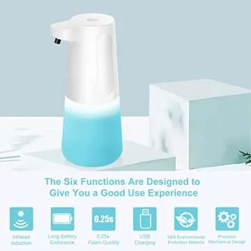 Wisekoti New Generation of Automatic Foaming Soap Dispenser, Electric and Rechargeable, Touchless Foam Soap Dispenser for Kitchen Sink & Bathroom Countertop, Dish Soap Dispenser, Hand Soap Dispenser