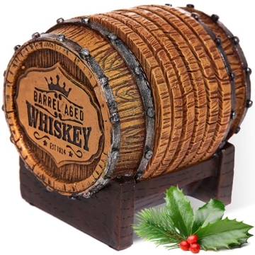 Whiskey Barrel Coaster Set – Handcrafted Whiskey Barrel Decor for Whiskey Lovers and Man Cave Gift...