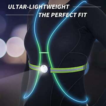 Ni-SHEN LED Reflective Running Vest with Front Light,Running Lights for Runners,Reflective Running Gear for Men/Women Running,Cycling or Walking, High Visibility Warning LED Lights