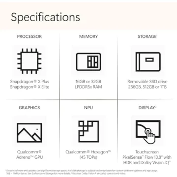 Microsoft Surface Laptop (2024), Windows 11 Copilot+ PC, 13.8" Touchscreen Display, Snapdragon X Eli...