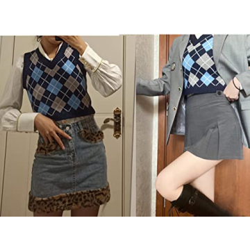 Hyipels Women's Sweater Vest - Trendy Y2K Knitted Crop Top