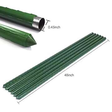 FLEU Plant Stakes 48 inches 4 ft Garden Stakes Steel Tomato Stakes and Supports with Plastic Coated Pack of 20 11-120 ZJ11-120