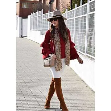 MakeMeChic Women's Layered Ruffle Sleeve Pullover Sweater Burgundy one-Size