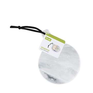 True Round Marble Cheese Plate Serveware Hanging Board, Serving Tray for Appetizers and Charcuterie, 8 Inch Diameter, Set of 1, Grey