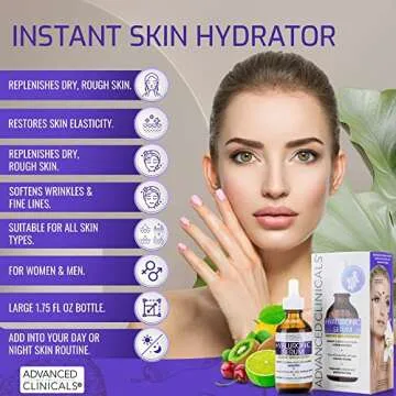 Advanced Clinicals Pure Hyaluronic Acid Serum For Face | Facial Moisturizer | Hydrating Facial Skin Care Product | Anti Aging Serum For Face, Wrinkles, Dark Spots, Fine Lines, & Dry Skin, 1.75 Fl Oz