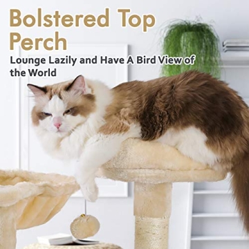 rabbitgoo Cat Tree Tower 61" for Indoor Cats with Hammock
