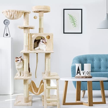 rabbitgoo Cat Tree Tower 61" for Indoor Cats with Hammock