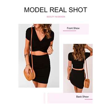 Acelitt Women's 2 Piece Summer Black Outfit 2023