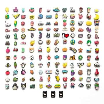 Lenreta 100 PCS Different Shaped PVC Shoe Charms for Halloween, Easter, Christmas, Birthday,Party Gi...