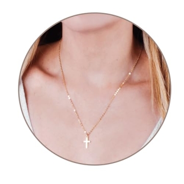 Tooliks - Gold Cross Necklace for Women, Minimalist Cross Pendant Necklaces, Length 16-18 Inches, Ha...
