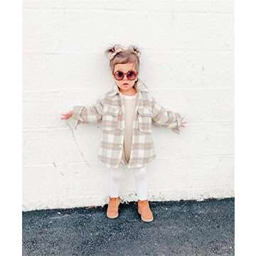 Acuteok Toddler Long Sleeve Shirt Baby Boy Girl Casual Plaid Button Down Flannel Shirt Tops for Kids...