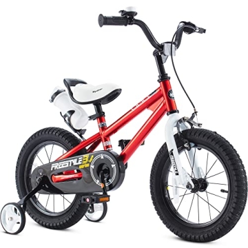RoyalBaby Freestyle Kids Bike Boys Girls 16 Inch BMX Childrens Bicycle with Training Wheels & Kickst...
