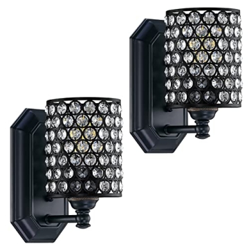 2 Pack Crystal Wall Sconce Lighting with Dimmable Options for Home Decor