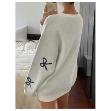 Sofy HUX Oversized Bow Print Sweater for Women