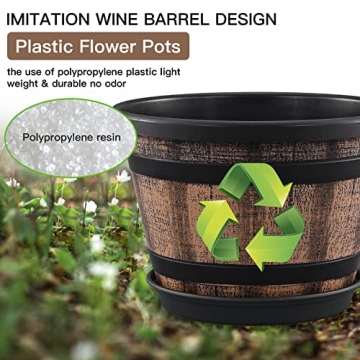 Quarut Whiskey Barrel Plant Pots - Stylish & Durable 10 Inch Planters