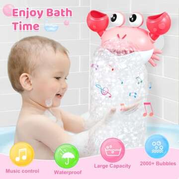 Gigilli Crab Baby Girl Bath Toys - Rechargeable Bubble Maker for Toddlers